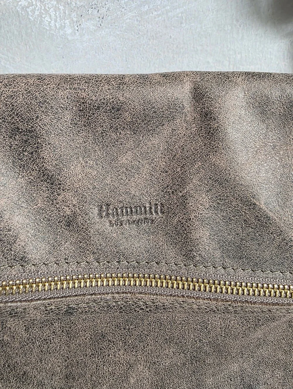 Hammitt VIP Medium Crossbody Bag Pewter Brushed Gold 9.5x7x2